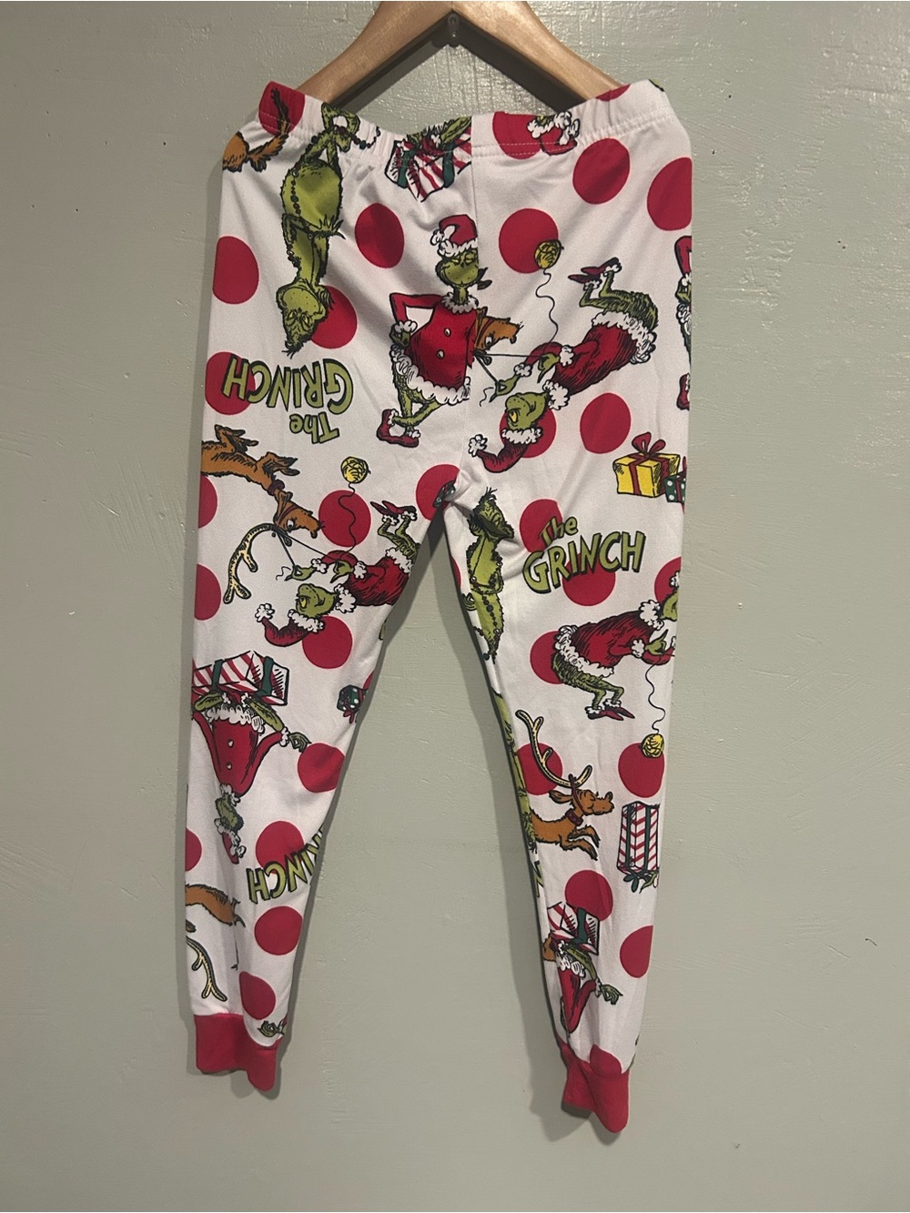 Kids Holiday Grinch Printed Pajama Bottoms - Red & White